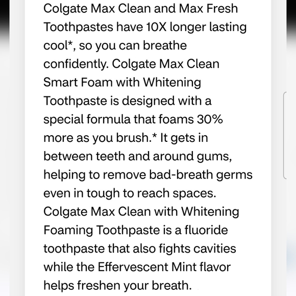 ⭐4/$15 Colgate Max Clean SmartFoam with Whitening Toothpaste Effervescent Mint - Picture 11 of 11